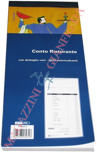 BLOCCO CONTO RISTORANTE CON DETTAGLIO VOCI 50X2 AUTORICALCANTI  E5343C